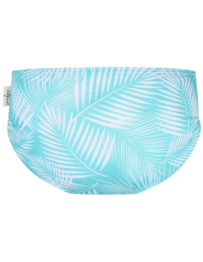 Green Fern Girls Bikini Bottoms, additional view. Sustainable girls swimwear.