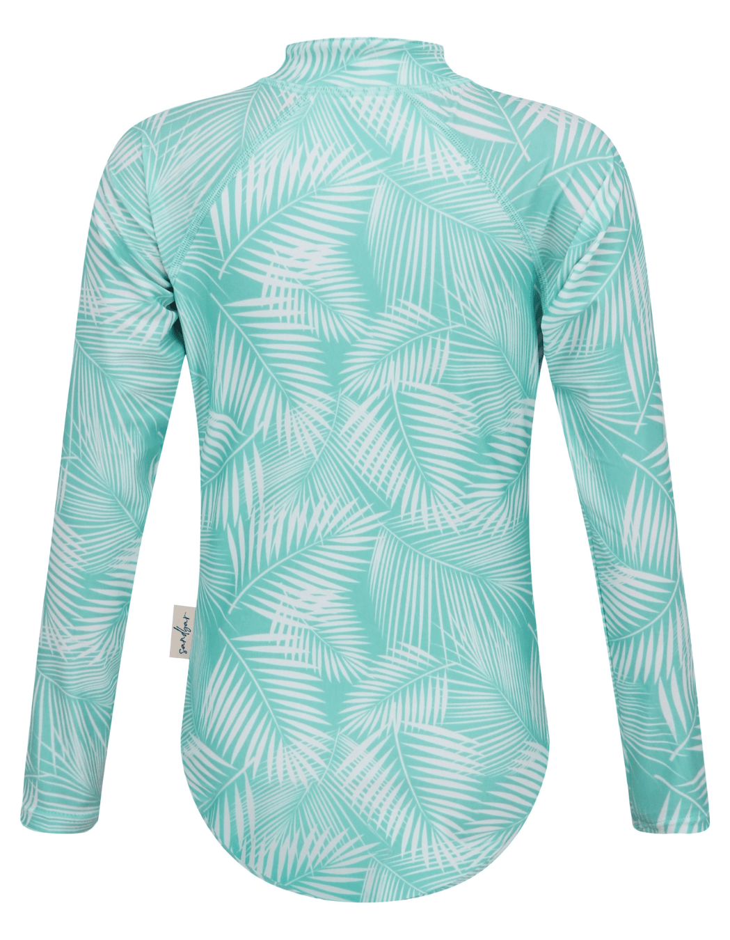 Green Fern Long Sleeved Girls Swimsuit, additional view. Sustainable girls swimwear.