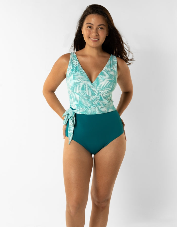 Sandbar_swimwear_Womens_wrap_one_piece_swim_suit_green_fern_full_coverage_breastfeeding