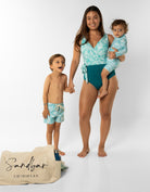 Sandbar_swimwear_Womens_wrap_one_piece_swim_suit_green_fern_family_full_coverage_breastfeeding_mother_kids_matching