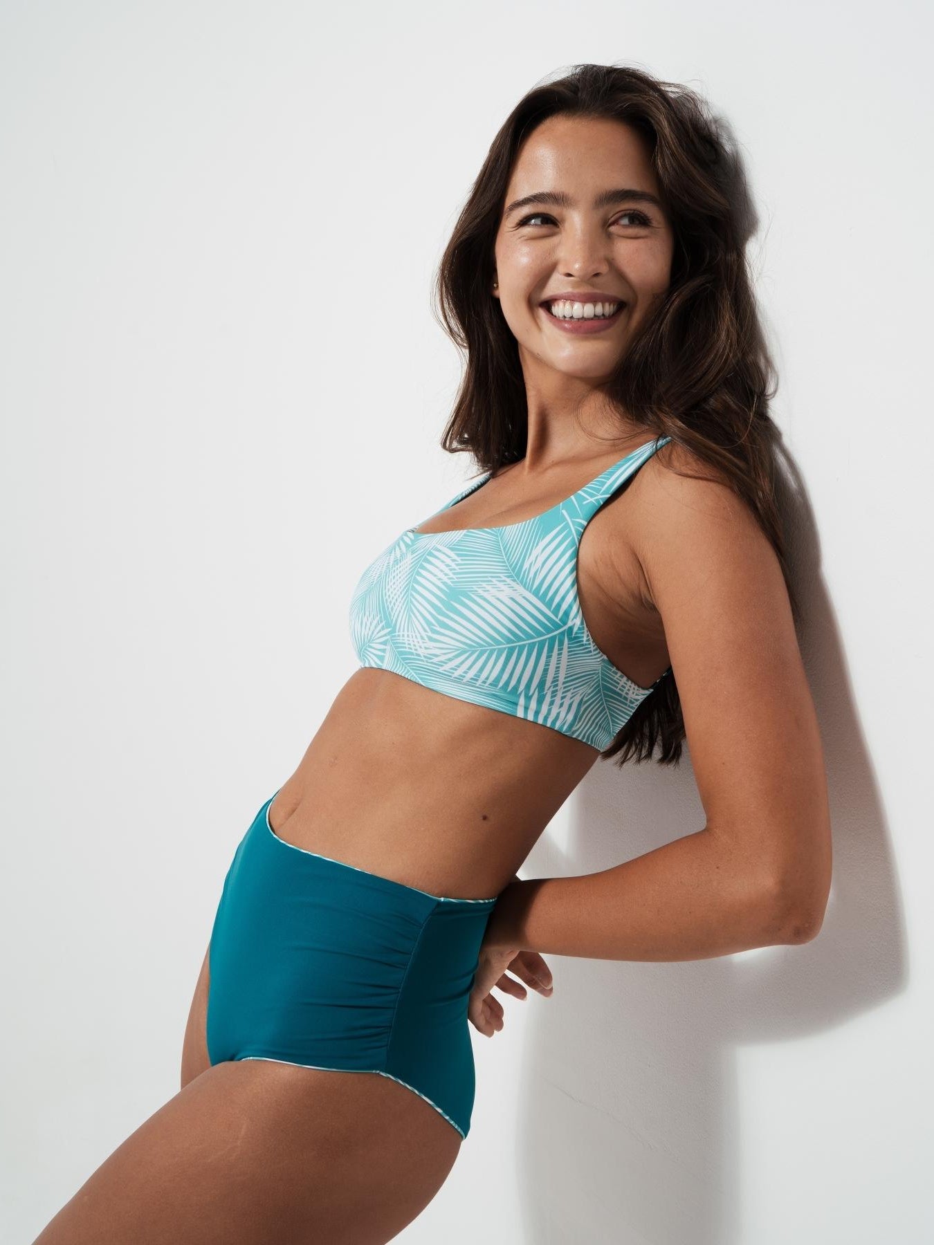 Sandbar_swimwear_family_matching_high_waist_bikini_eco_recycled_tank_top_bikini_reversible_Green_fern_teal