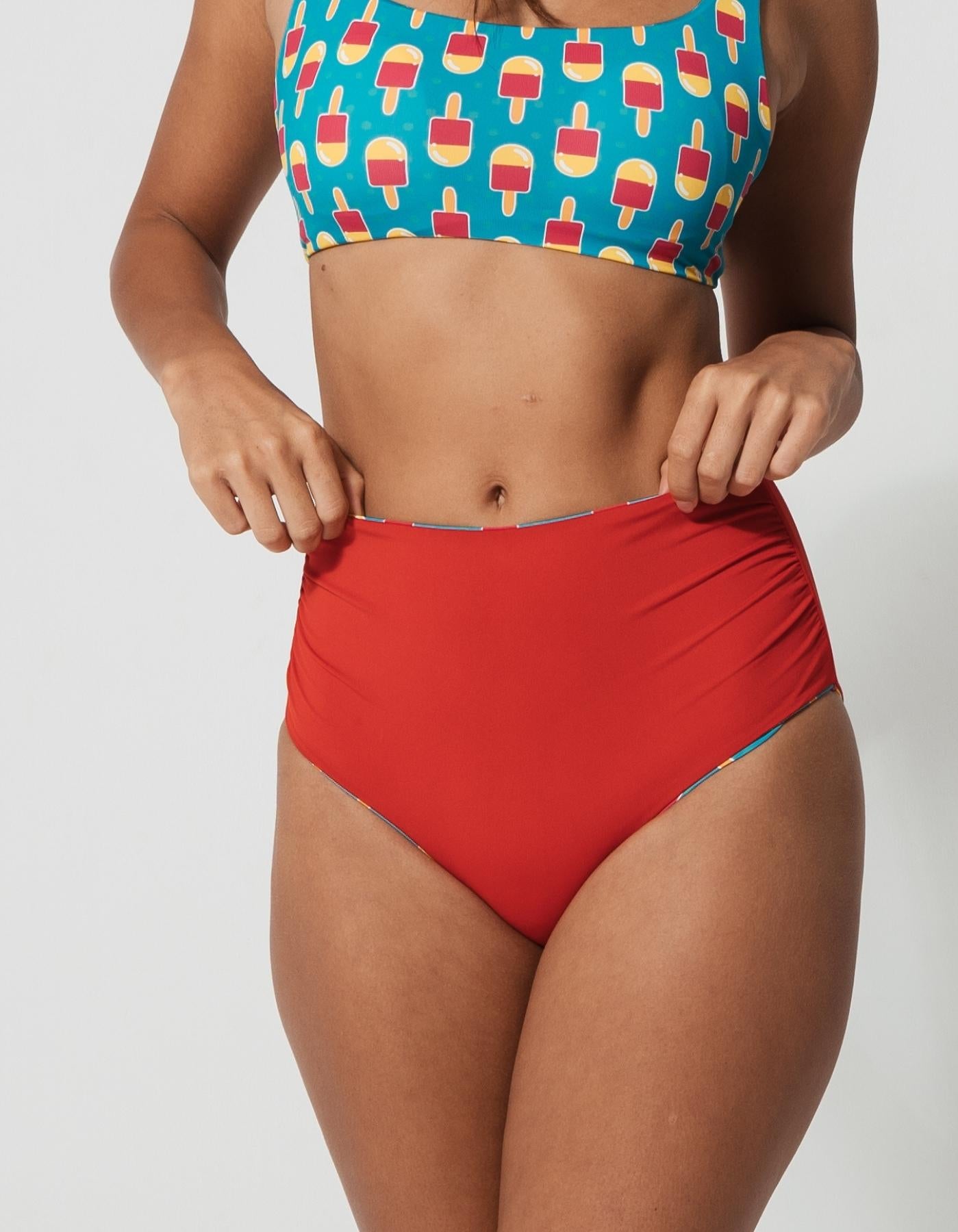 Sandbar_swimwear_mother_son_high_waist_bikini_eco_recycled_tank_top_bikini_reversible_Ice_lolly