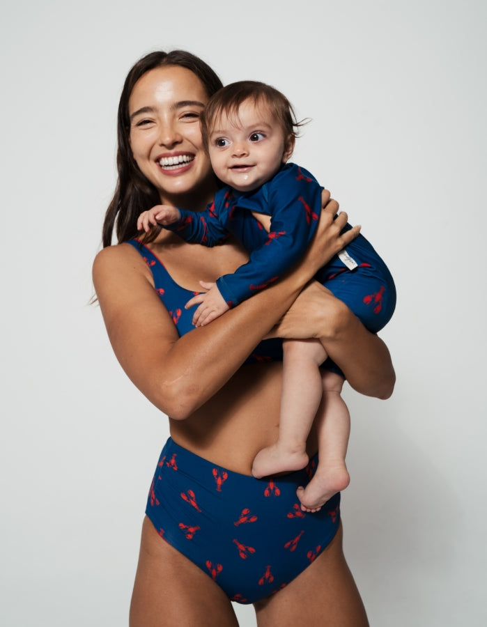 Sandbar_swimwear_mother_baby_high_waist_bikini_eco_recycled_tank_top_bikini_reversible_red lobster