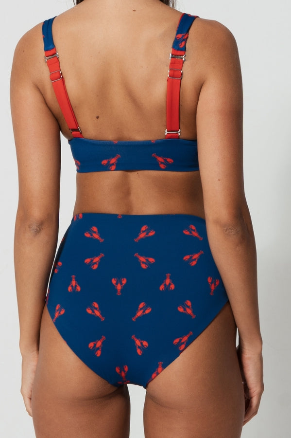 High Waist Lobster Womens Bikini Bottoms, additional view. Sustainable womens swimwear.