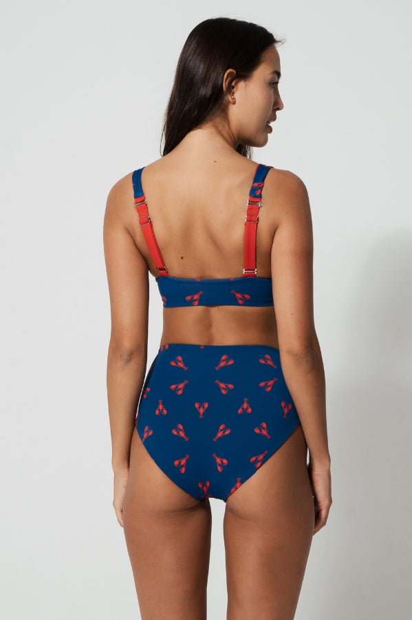 High Waist Lobster Womens Bikini Bottoms, additional view. Sustainable womens swimwear.