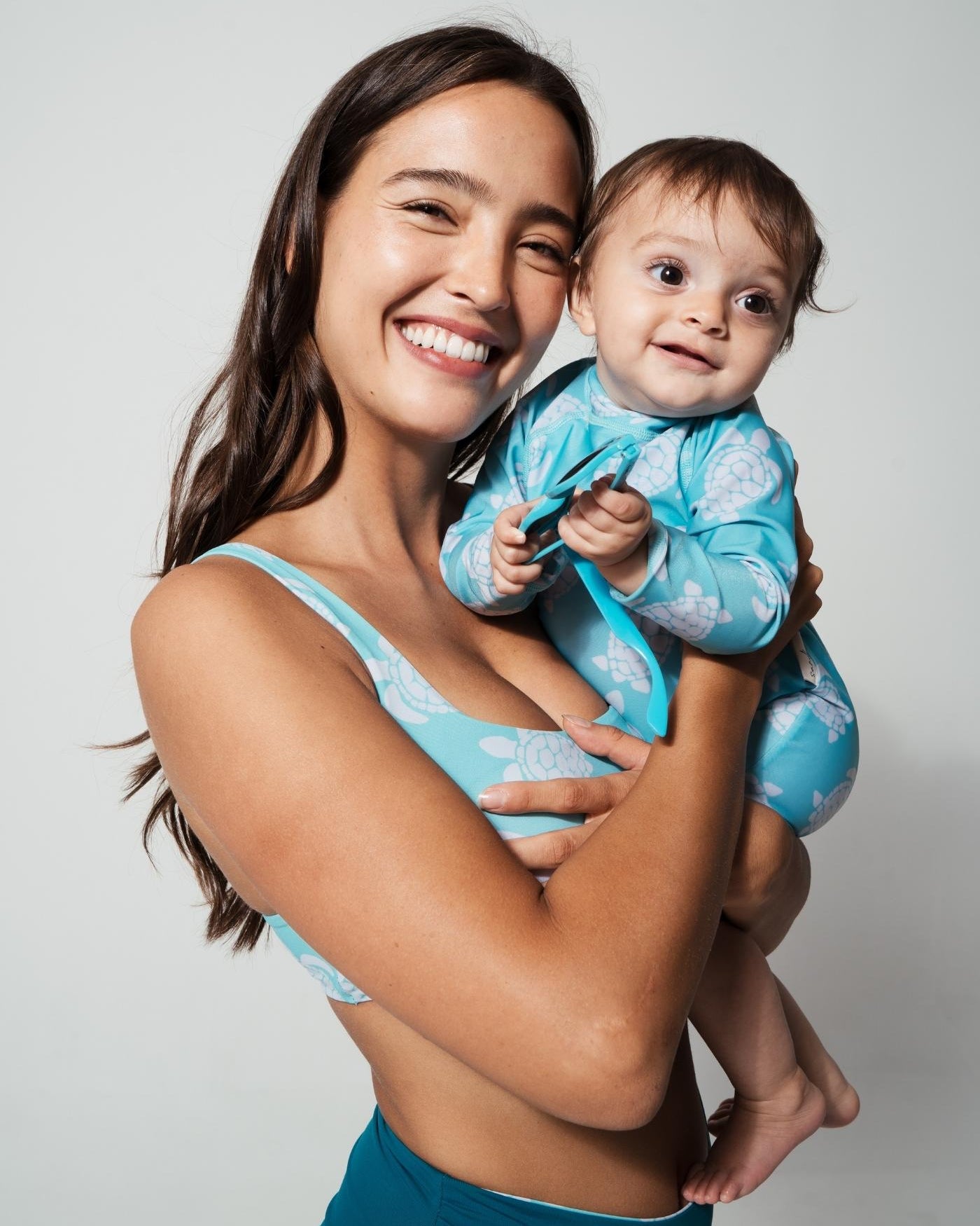 Sandbar_swimwear_mother_son_high_waist_bikini_eco_recycled_tank_top_bikini_reversible_turtle_teal