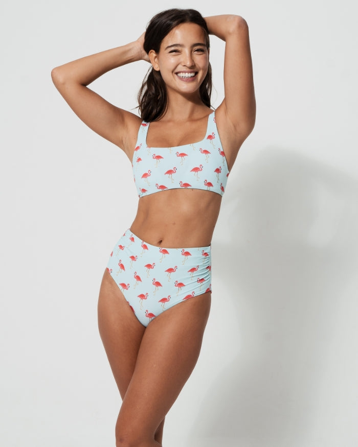 Sandbar_swimwear_high_waist_bikini_eco_recycled_tank_top_bikini_reversible_pink_flamingo_coral
