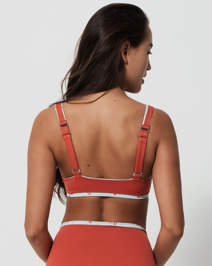 Sandbar_swimwear_high_waist_bikini_eco_recycled_tank_top_bikini_reversible_pink_flamingo_coral