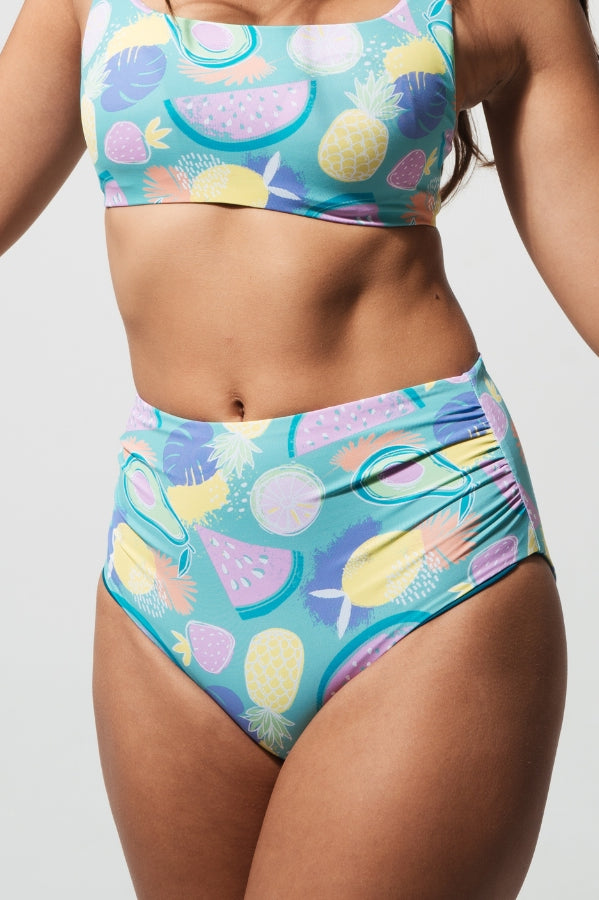 Sandbar_swimwear_high_waist_bikini_eco_recycled_tank_top_bikini_reversible_luminous_fruit