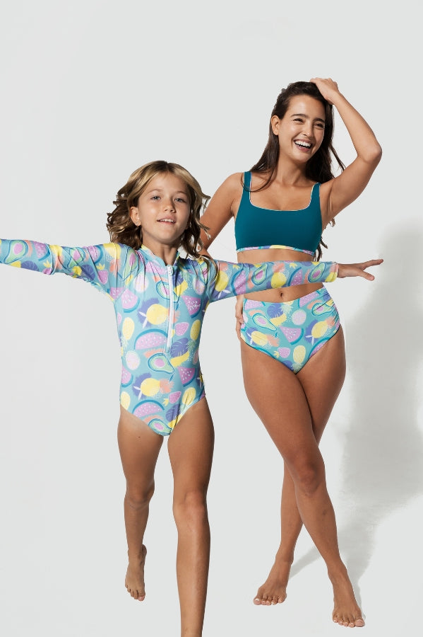 Sandbar_Mother_daughter_swimwear_high_waist_bikini_eco_recycled_tank_top_bikini_reversible_luminous_fruit
