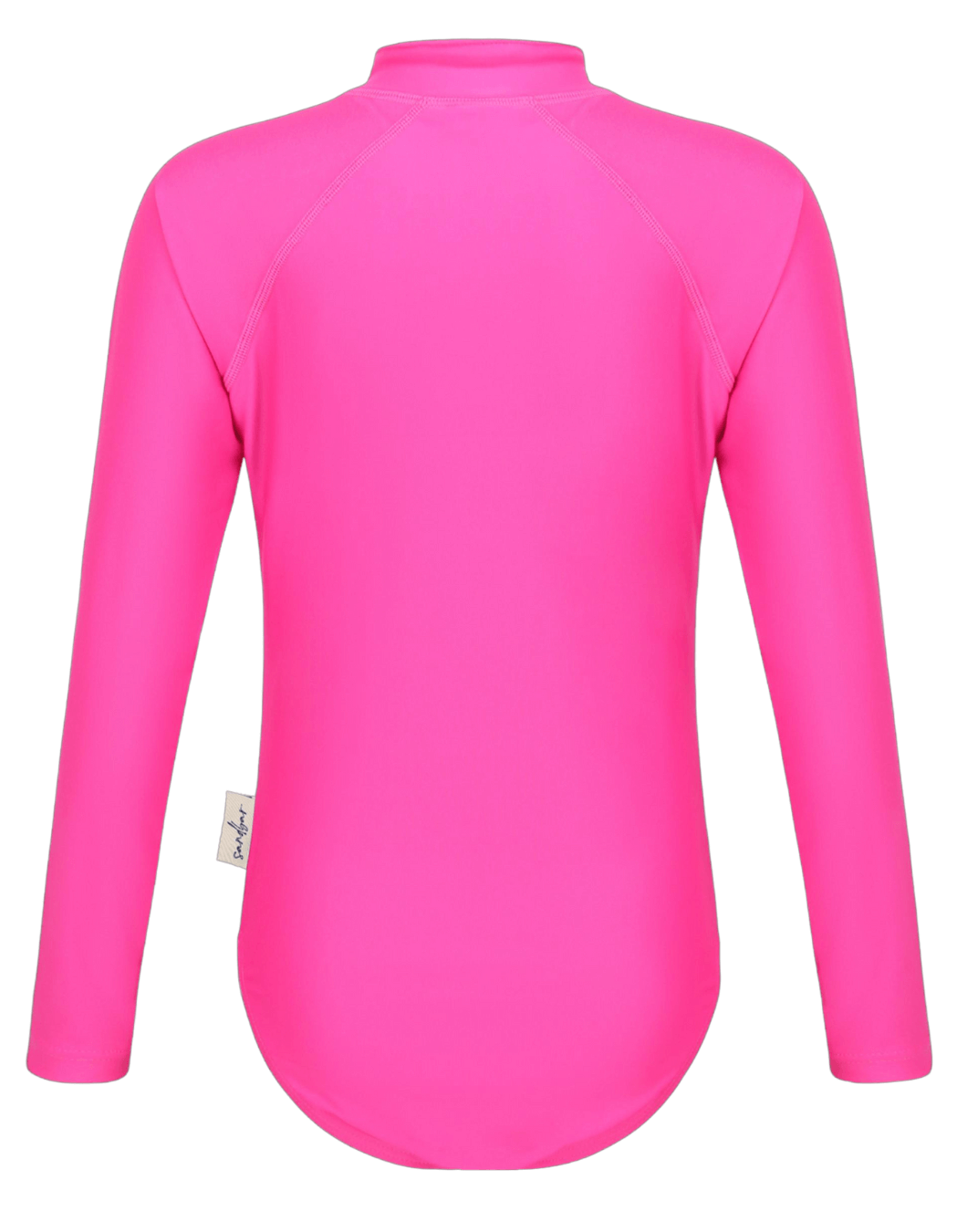 Hot Pink Long Sleeved Girls Swimsuit, additional view. Sustainable girls swimwear.