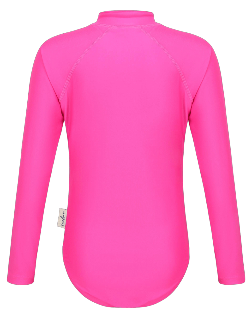 Hot Pink Long Sleeved Girls Swimsuit, additional view. Sustainable girls swimwear.