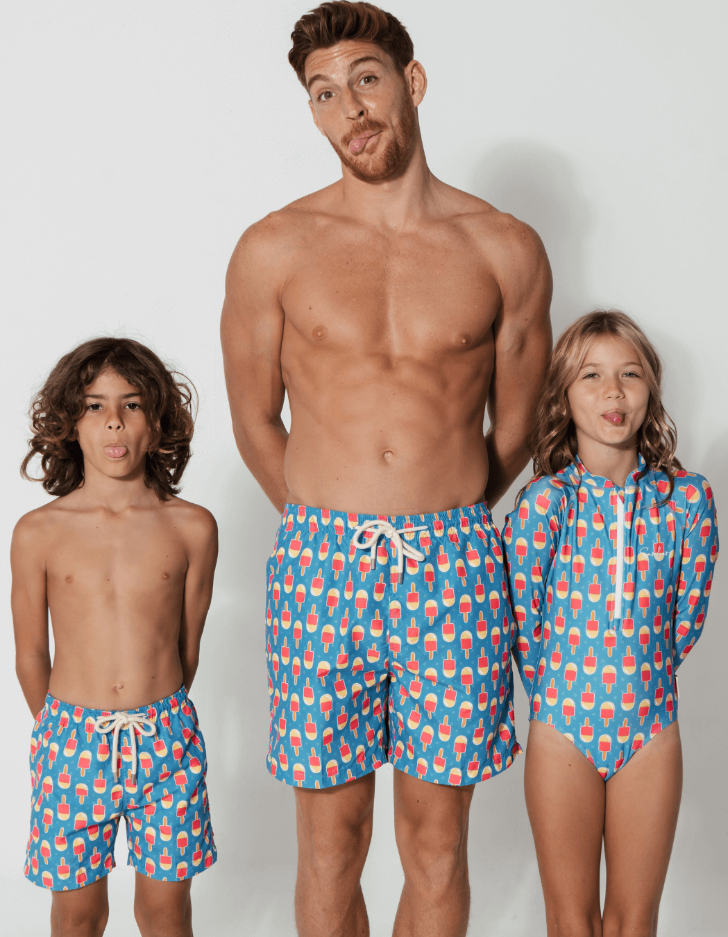 Ice Lolly Boys Swim Shorts, additional view. Sustainable boys swimwear.