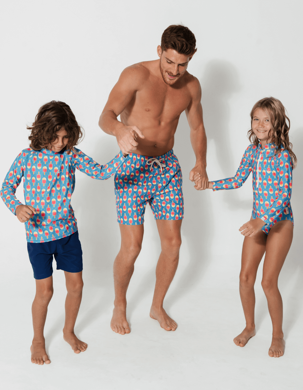 Ice Lolly Long Sleeved Girls Swimsuit, additional view. Sustainable girls swimwear.