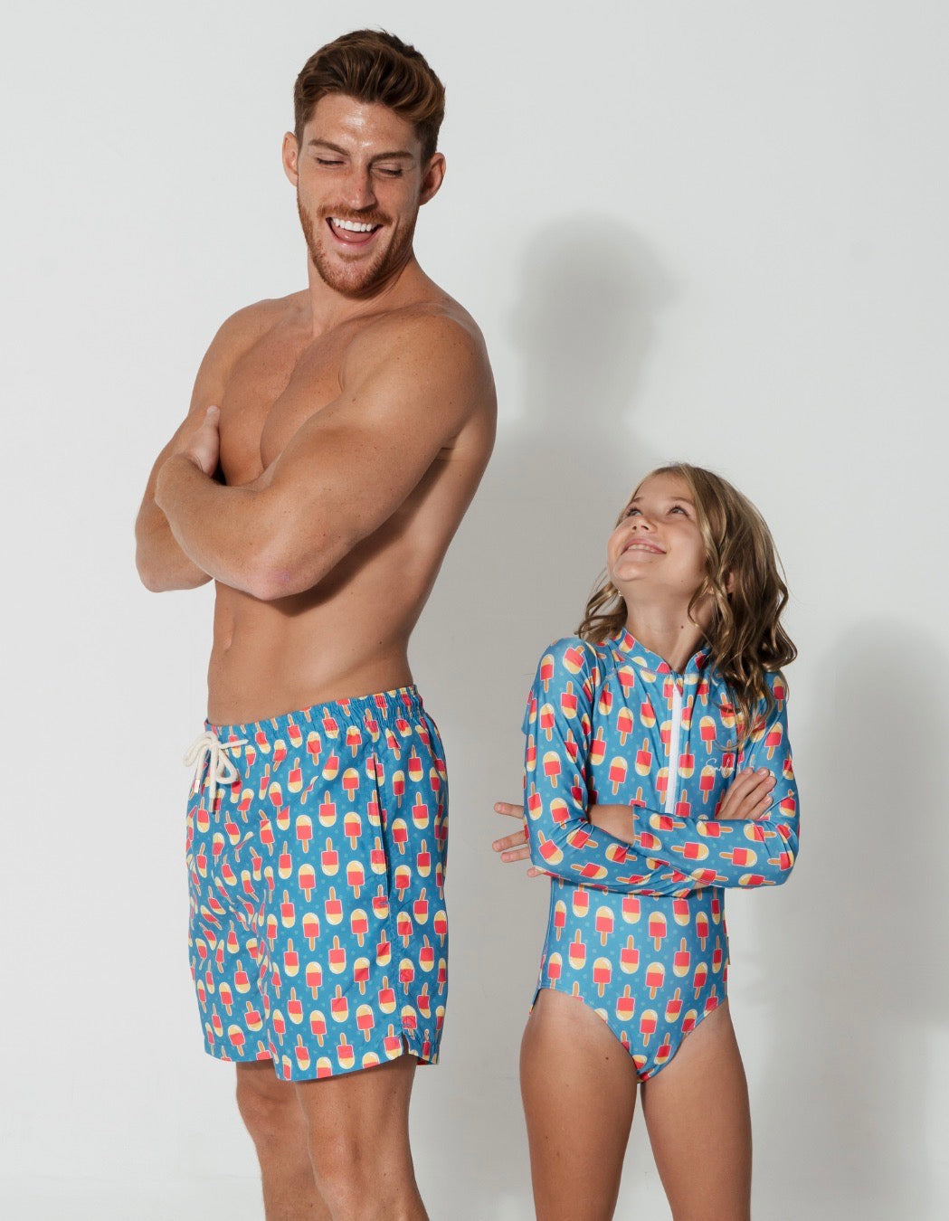 Ice Lolly Long Sleeved Girls Swimsuit, additional view. Sustainable girls swimwear.
