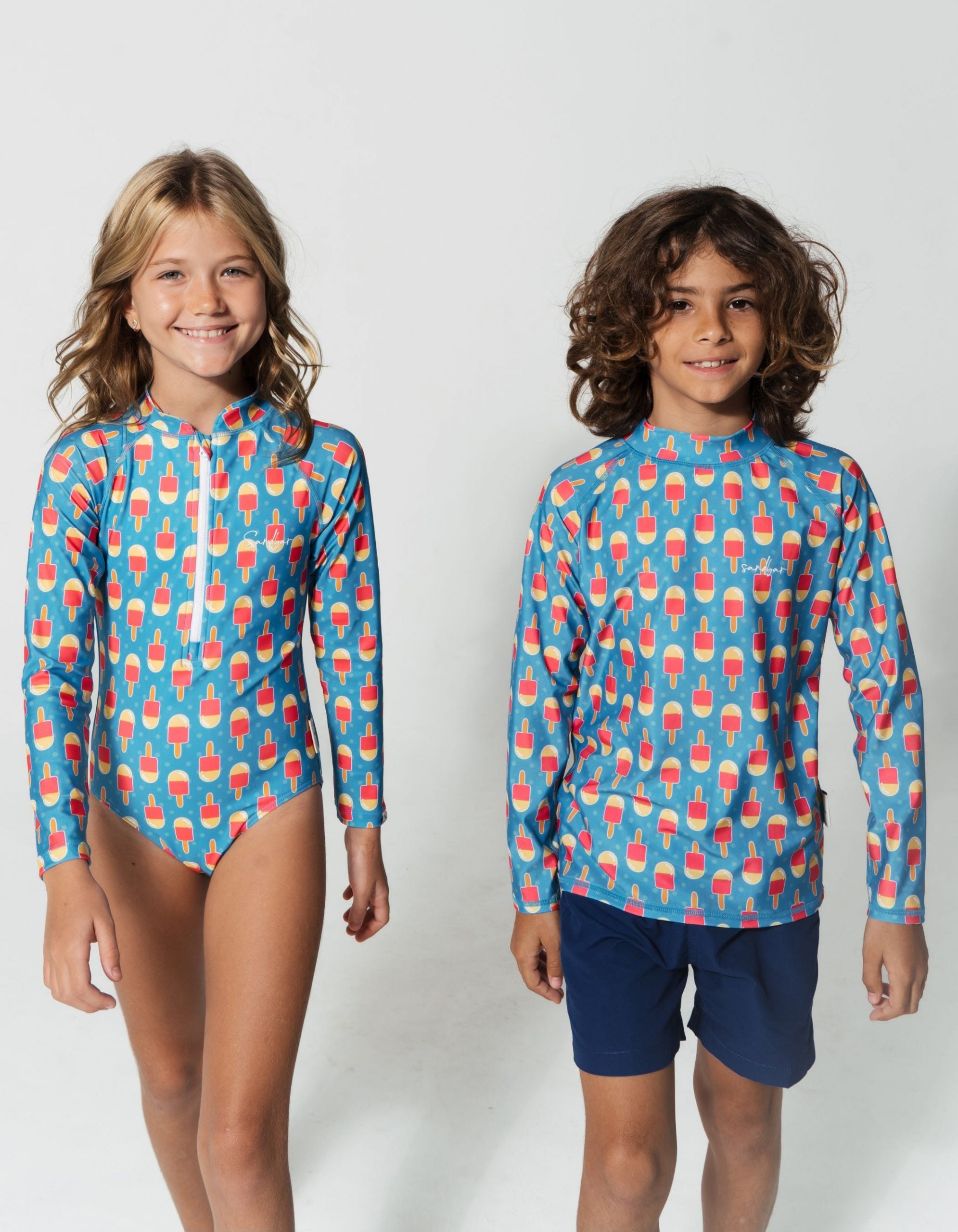 Ice Lolly Long Sleeved Girls Swimsuit, additional view. Sustainable girls swimwear.