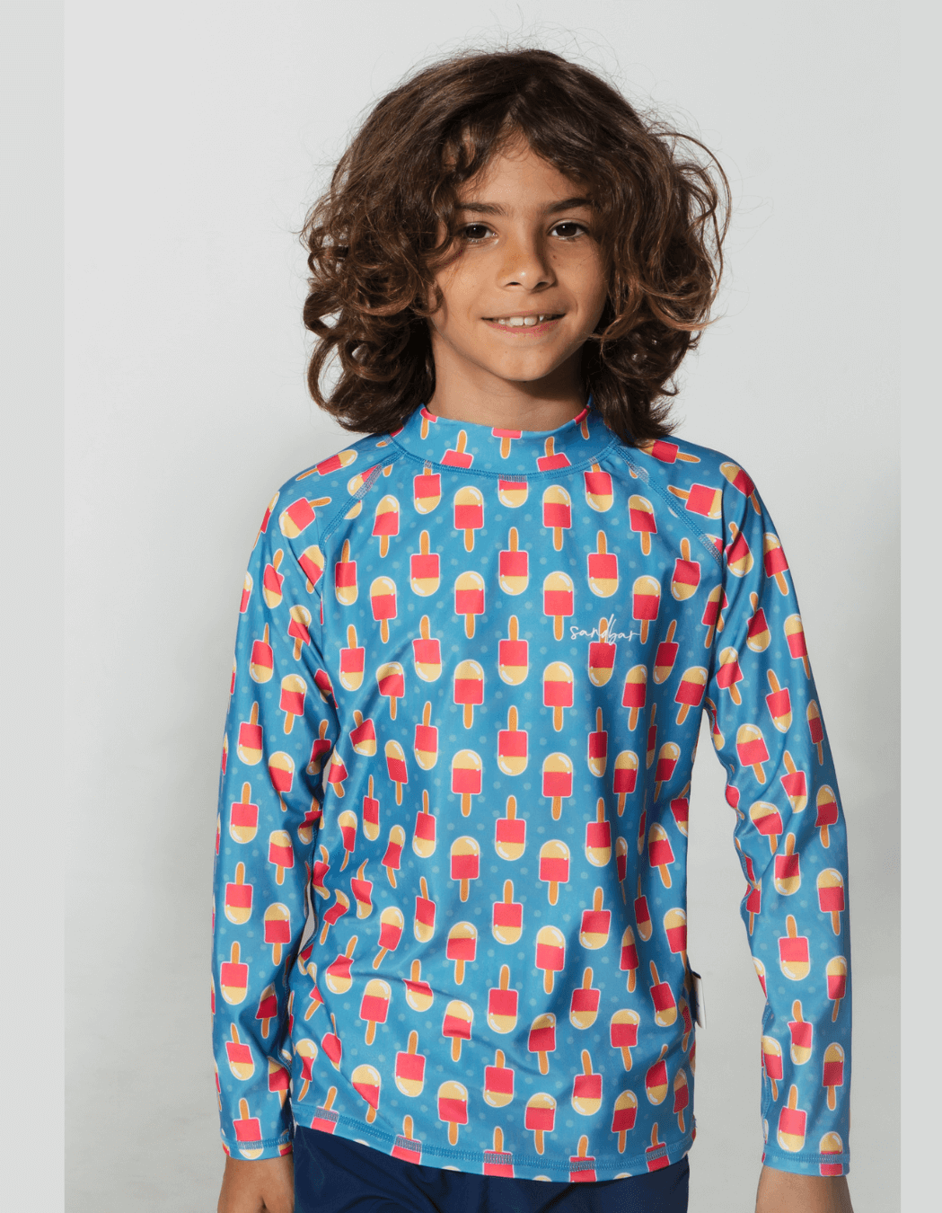 Ice Lolly Rash Guard, print detail. Kids UPF50 rash guard.