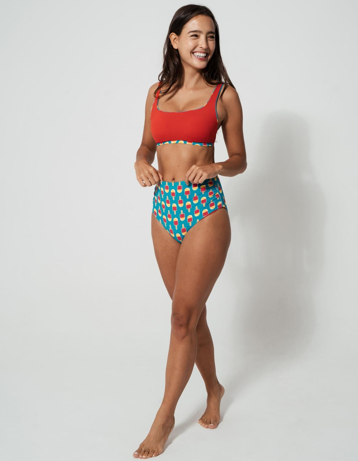 Ice Lolly Womens Tank Bikini Top, additional view. Sustainable womens swimwear.