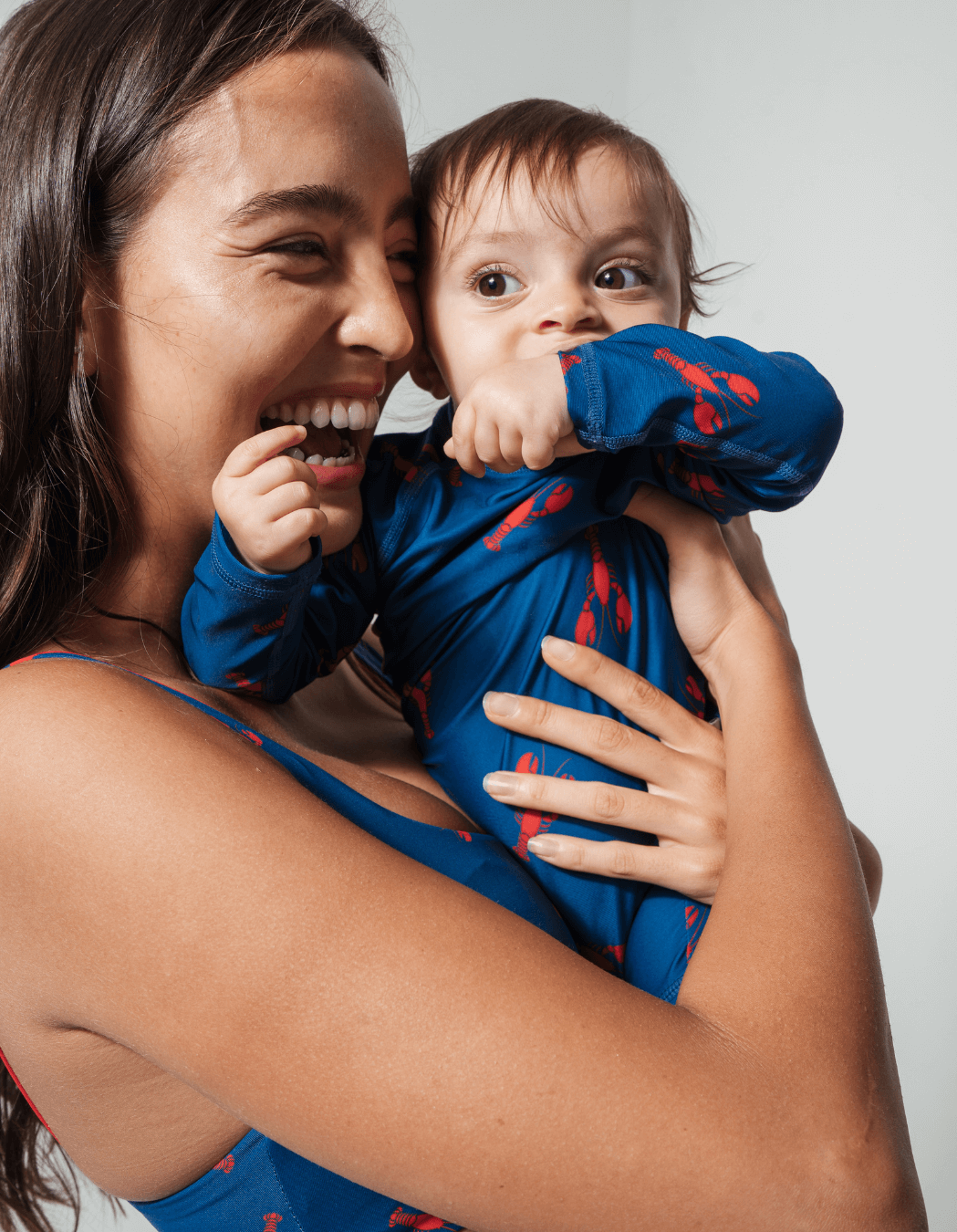 Lobster Baby Swimsuit, additional view. Sustainable baby swimwear.