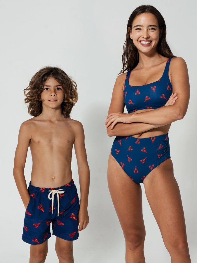 Sandbar_swimwear_mother_son_high_waist_bikini_eco_recycled_tank_top_bikini_reversible_red lobster