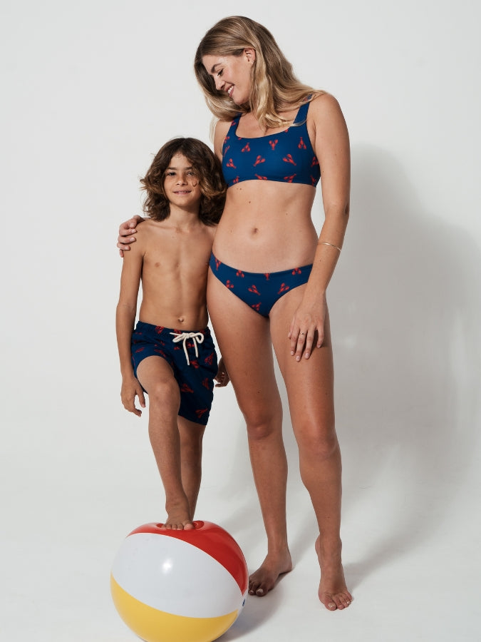 Sandbar_swimwear_mother_son_low_waist_bikini_eco_recycled_tank_top_bikini_reversible_red lobster