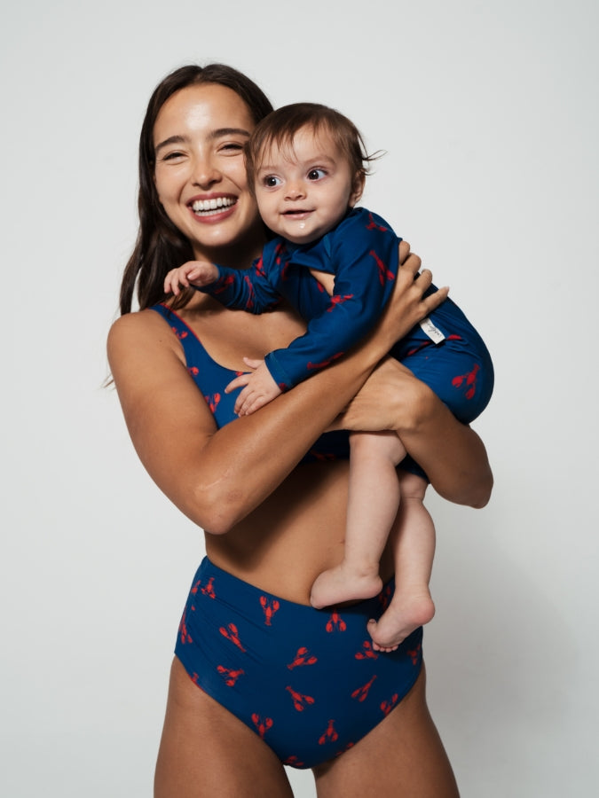 Sandbar_swimwear_mother_baby_high_waist_bikini_eco_recycled_tank_top_bikini_reversible_red lobster