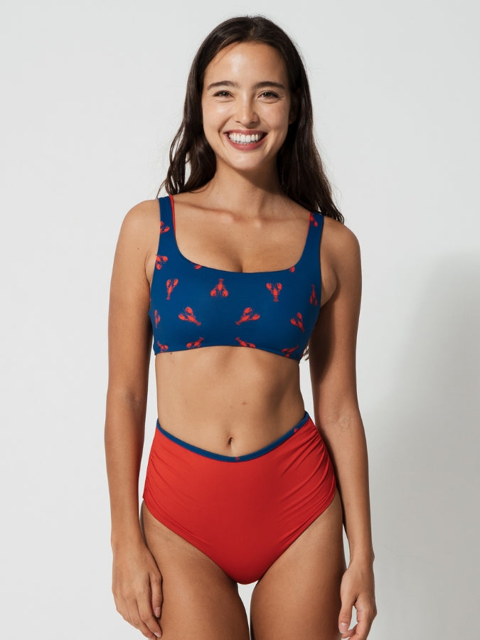 Sandbar_swimwear_high_waist_bikini_eco_recycled_tank_top_bikini_reversible_red lobster