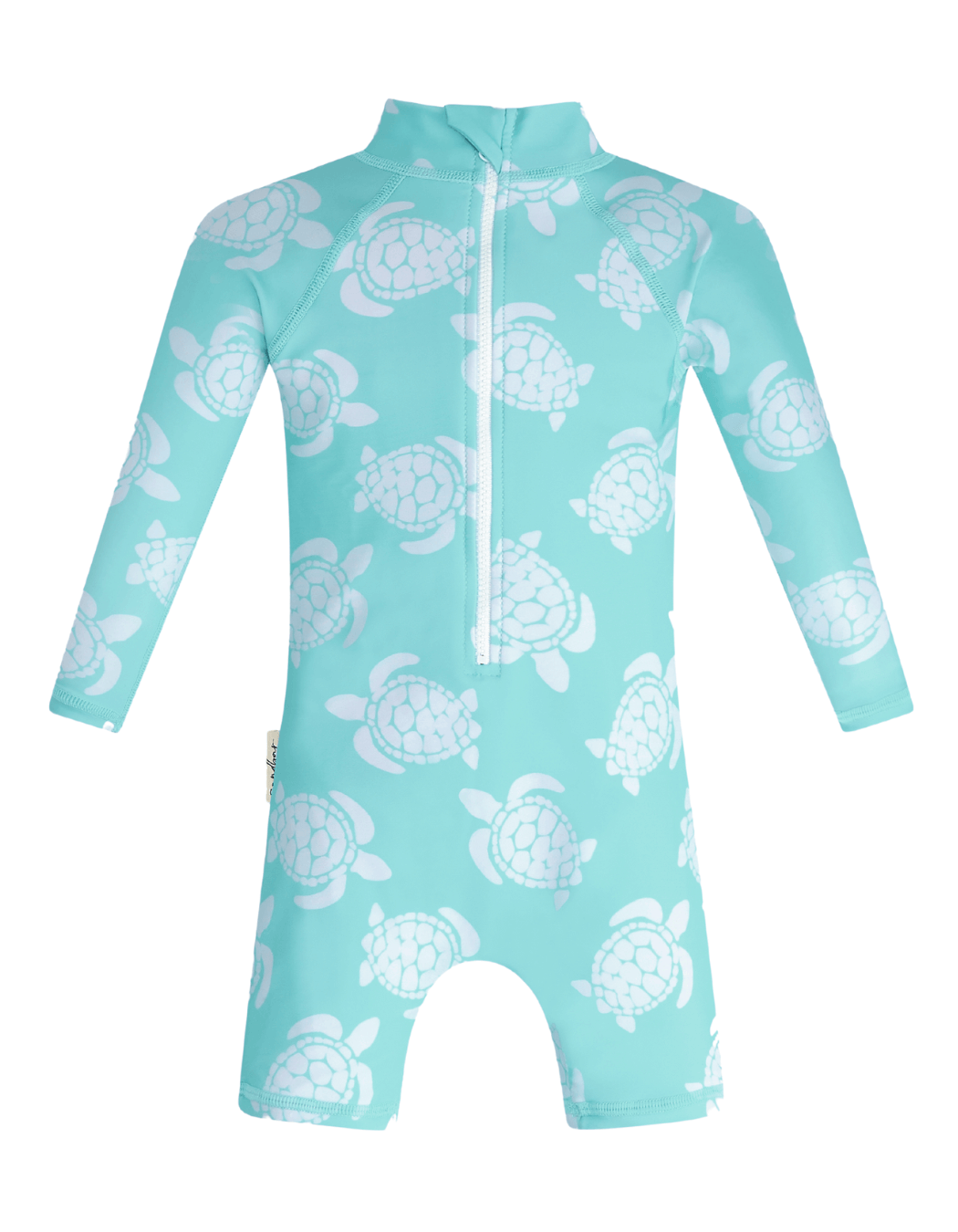 Maldives Blue Turtle Baby Swimsuit, additional view. Sustainable baby swimwear.