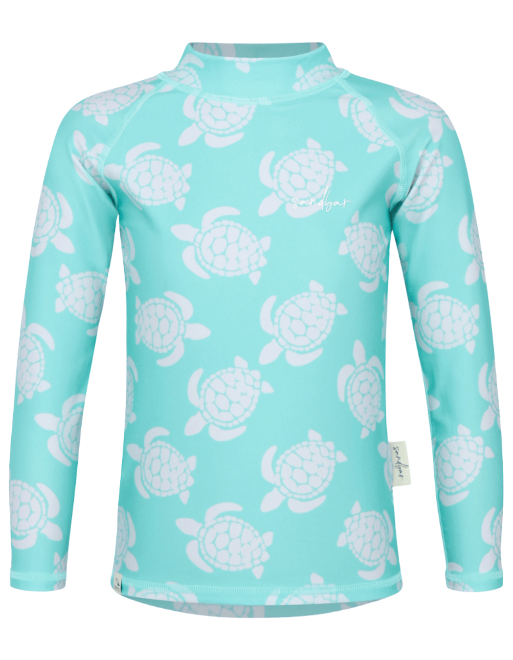 Maldives Blue Turtle Rash Guard, additional view. Kids UPF50 rash guard.