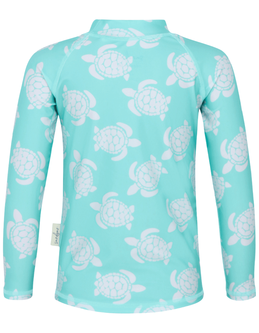 Maldives Blue Turtle Rash Guard, additional view. Kids UPF50 rash guard.