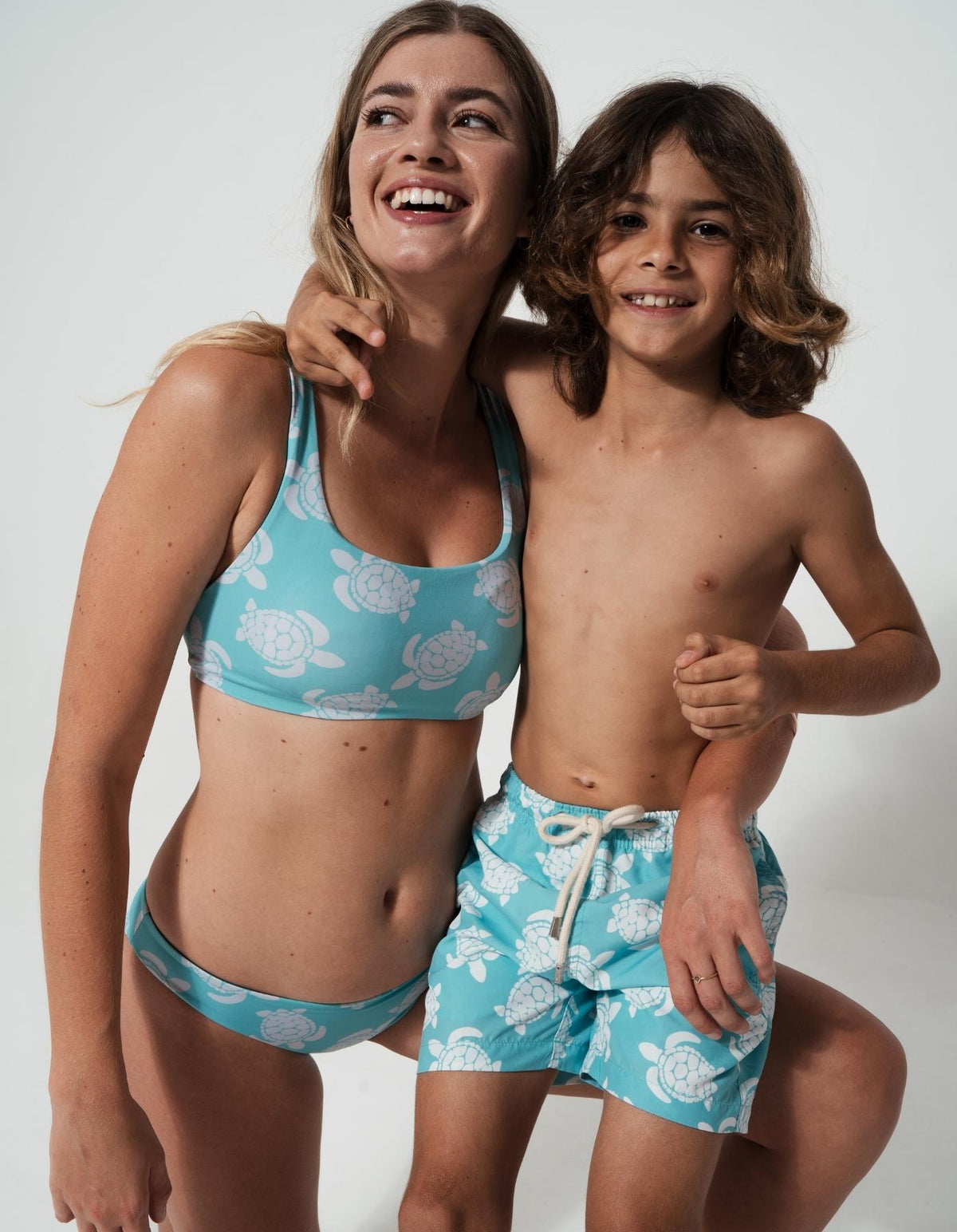 Maldives Turtle Womens Tank Bikini Top, additional view. Sustainable womens swimwear.