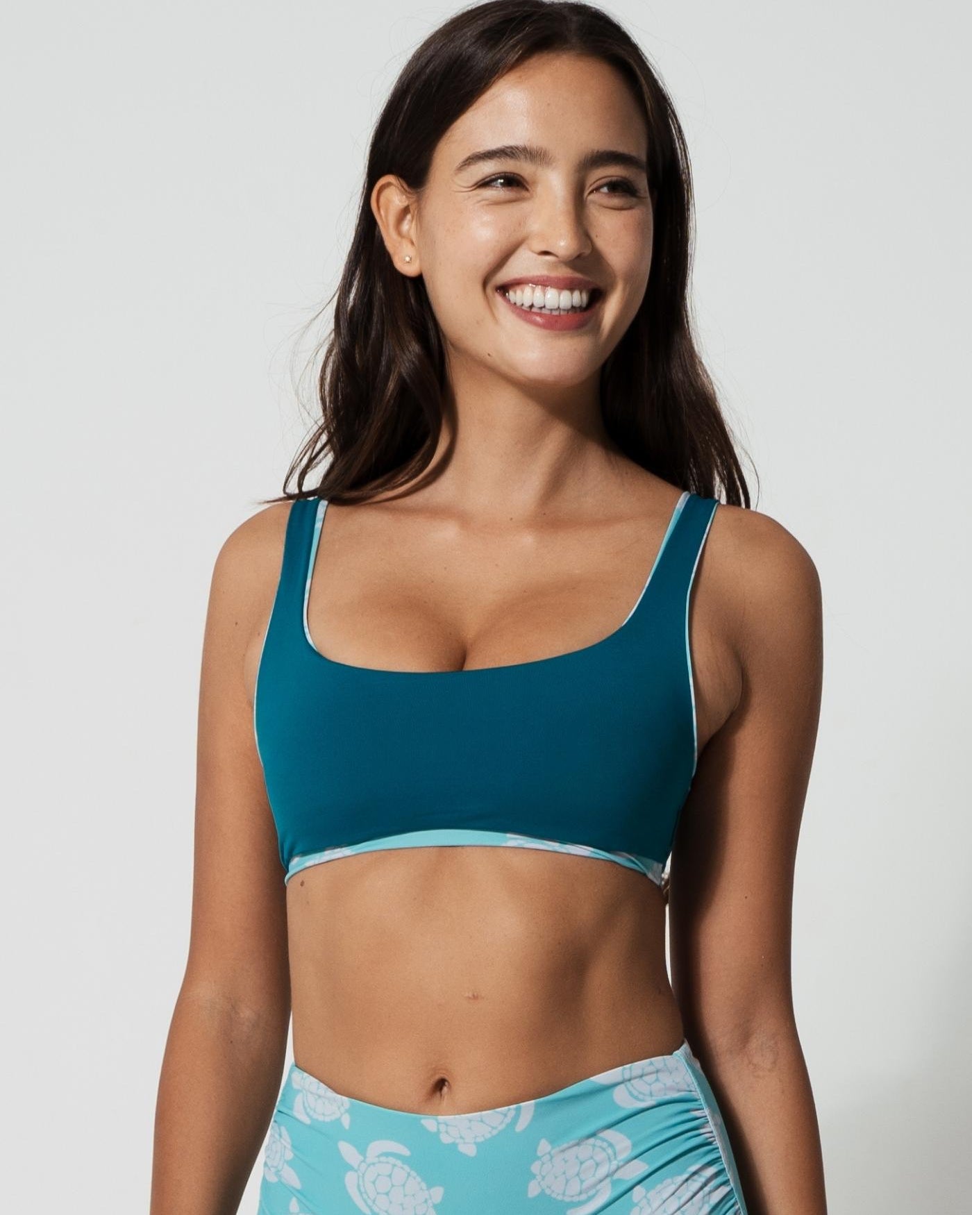 Sandbar_swimwear_mother_son_high_waist_bikini_eco_recycled_tank_top_bikini_reversible_turtle_teal