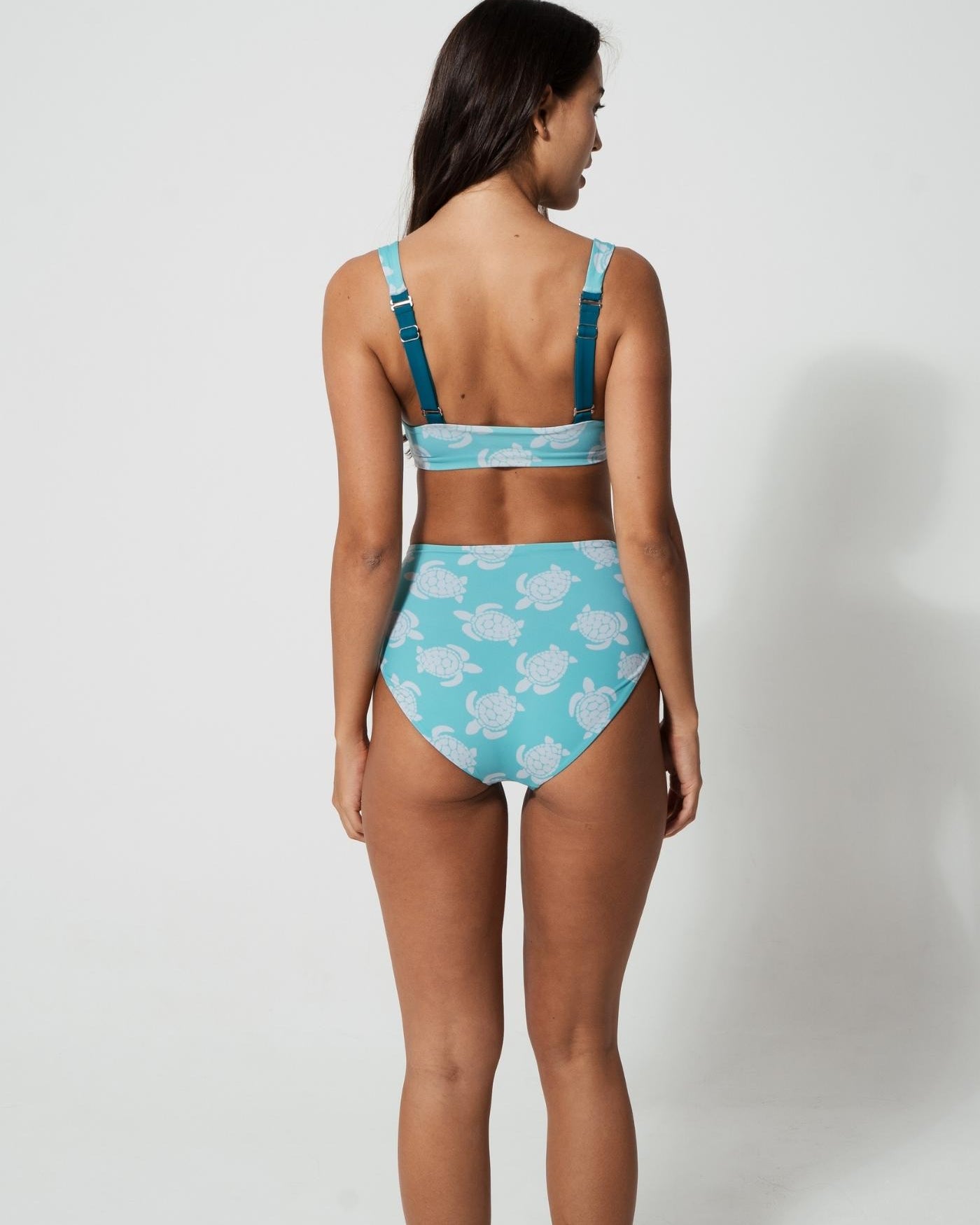 Sandbar_swimwear_mother_son_high_waist_bikini_eco_recycled_tank_top_bikini_reversible_turtle_teal