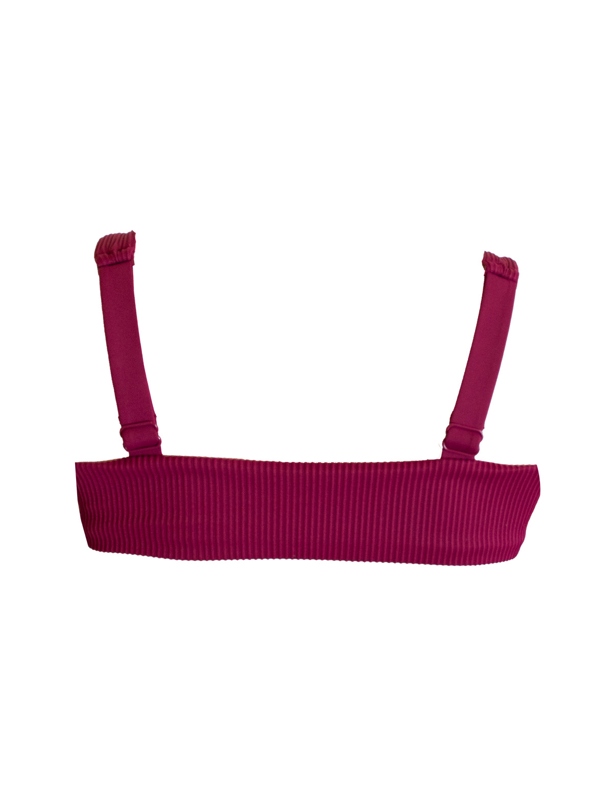 Nikoi Plum Womens Ribbed Tank Bikini Top, back view. Sustainable womens swimwear.