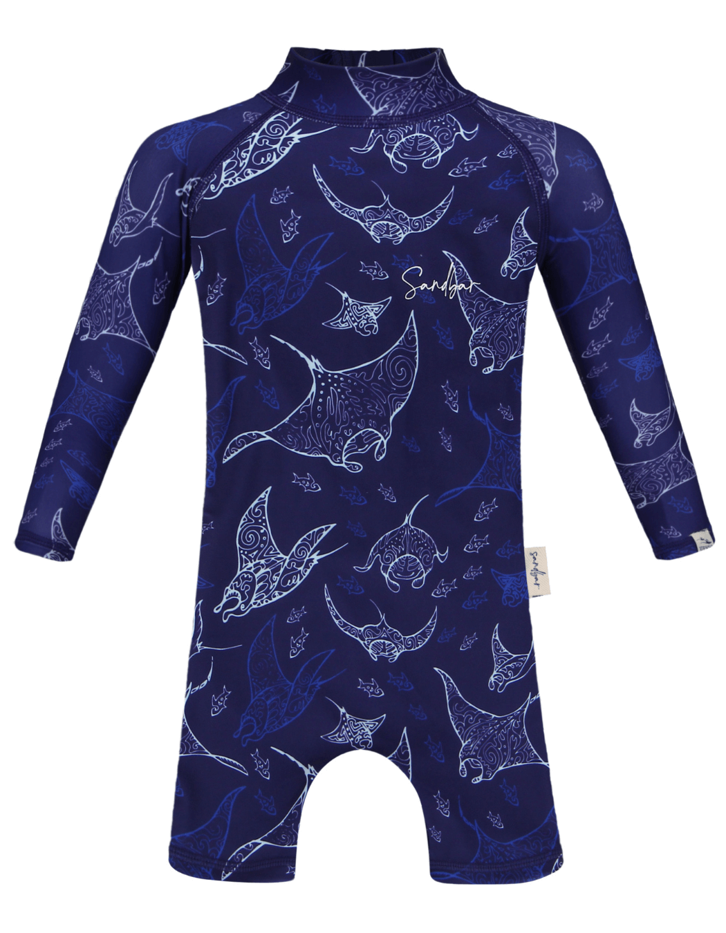 Ocean Manta Baby Swimsuit, additional view. Sustainable baby swimwear.