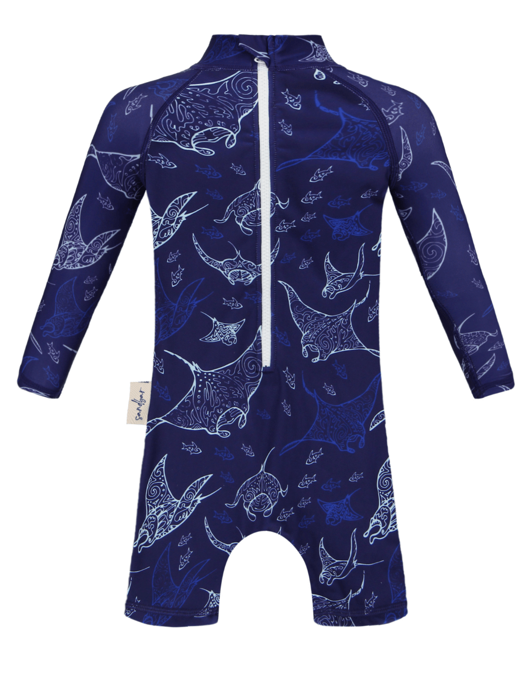 Ocean Manta Baby Swimsuit, additional view. Sustainable baby swimwear.
