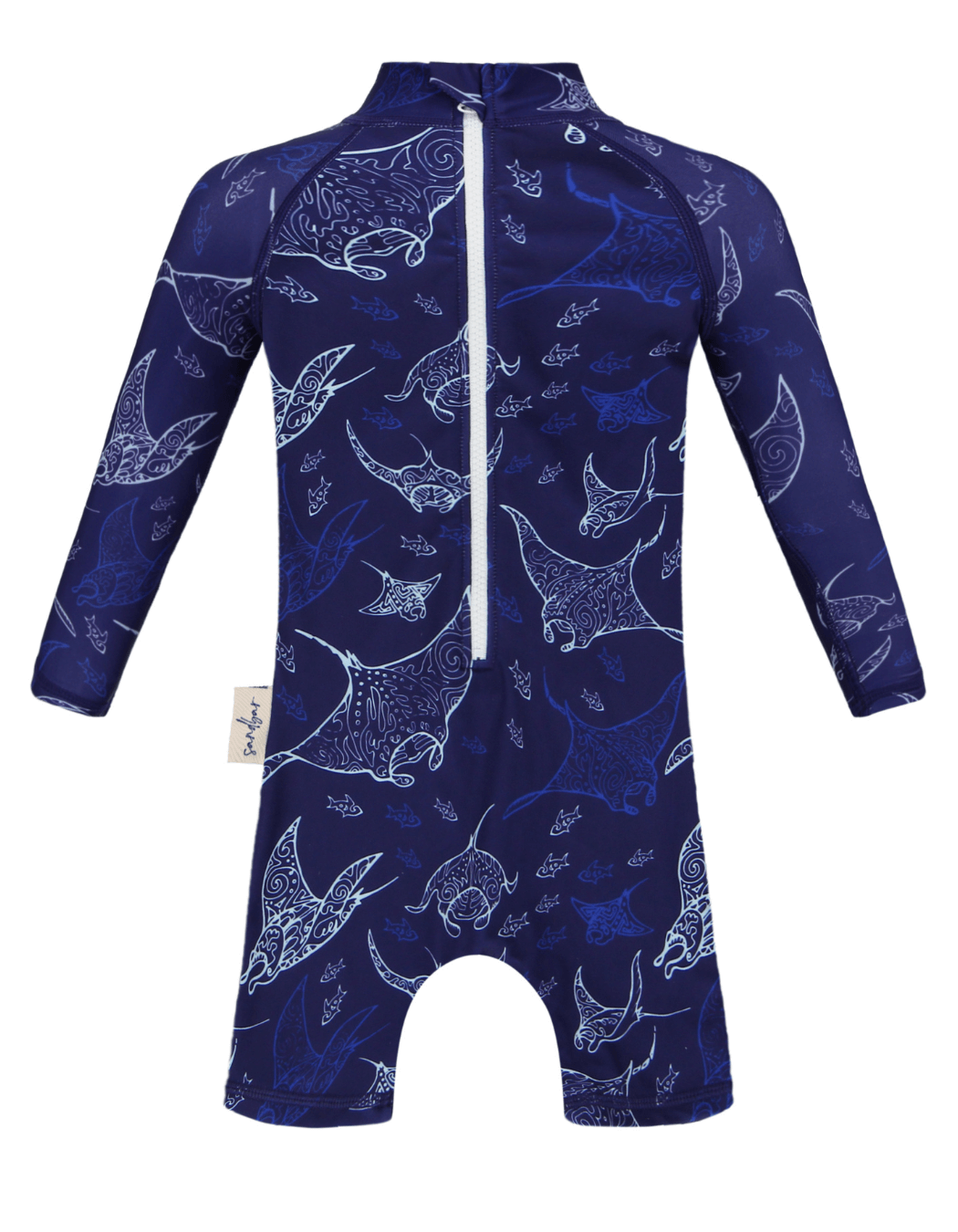 Ocean Manta Baby Swimsuit, additional view. Sustainable baby swimwear.