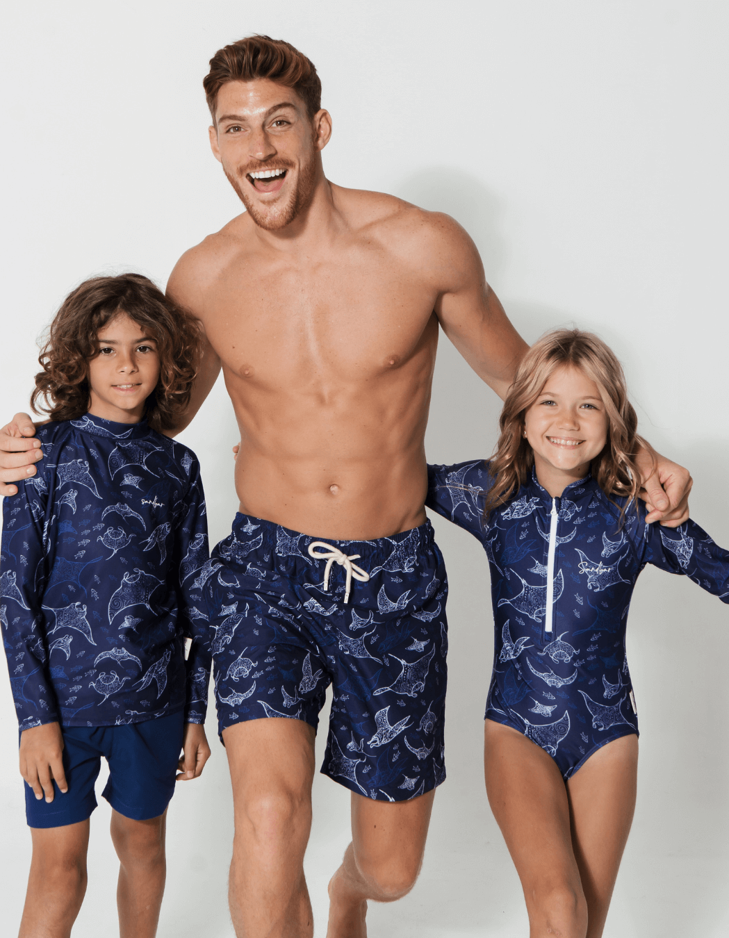 Ocean Manta Long Sleeved Girls Swimsuit, print detail. Sustainable girls swimwear.