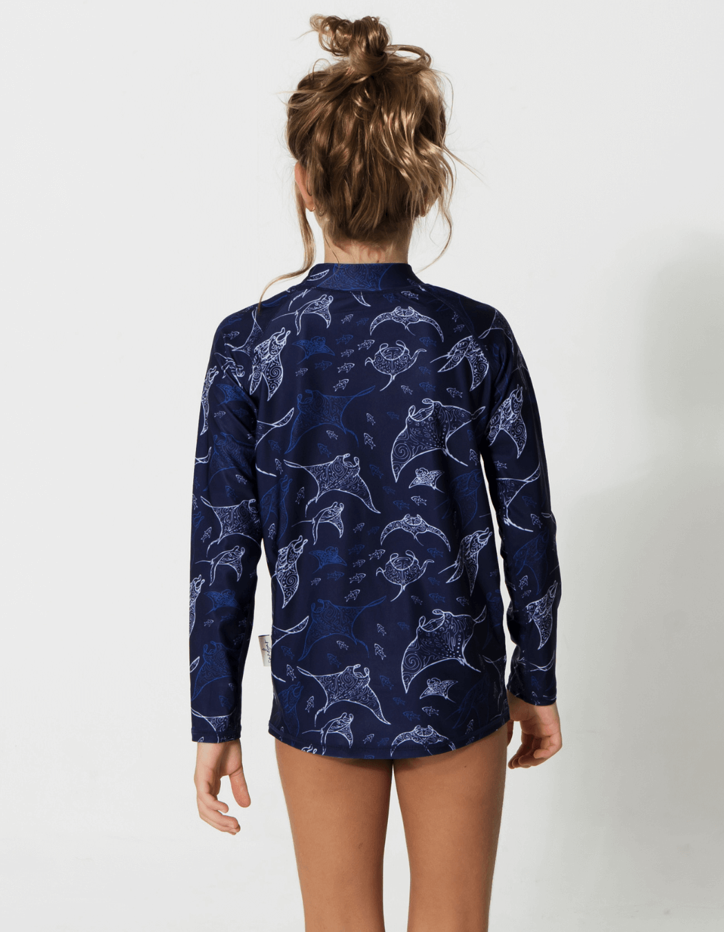 Ocean Manta Rash Guard, back view. Kids UPF50 rash guard.