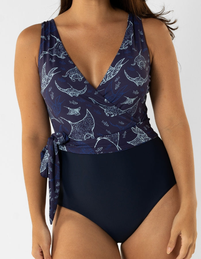 Womens_wrap_one_piece_swim_suit_ocean_manta_ray_full_coverage_breastfeeding_