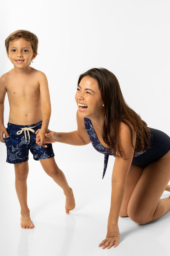 Womens_wrap_one_piece_swim_suit_ocean_manta_ray_full_coverage_breastfeeding_mother_son_matching