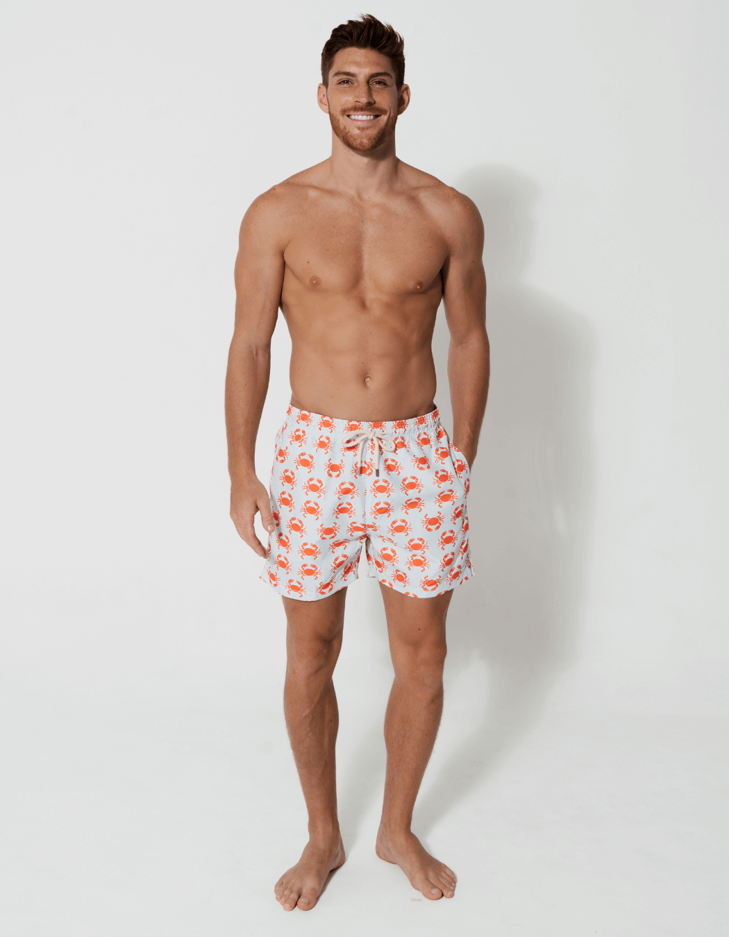 Sandbar_father_and_son_swim_shorts_peach_crab