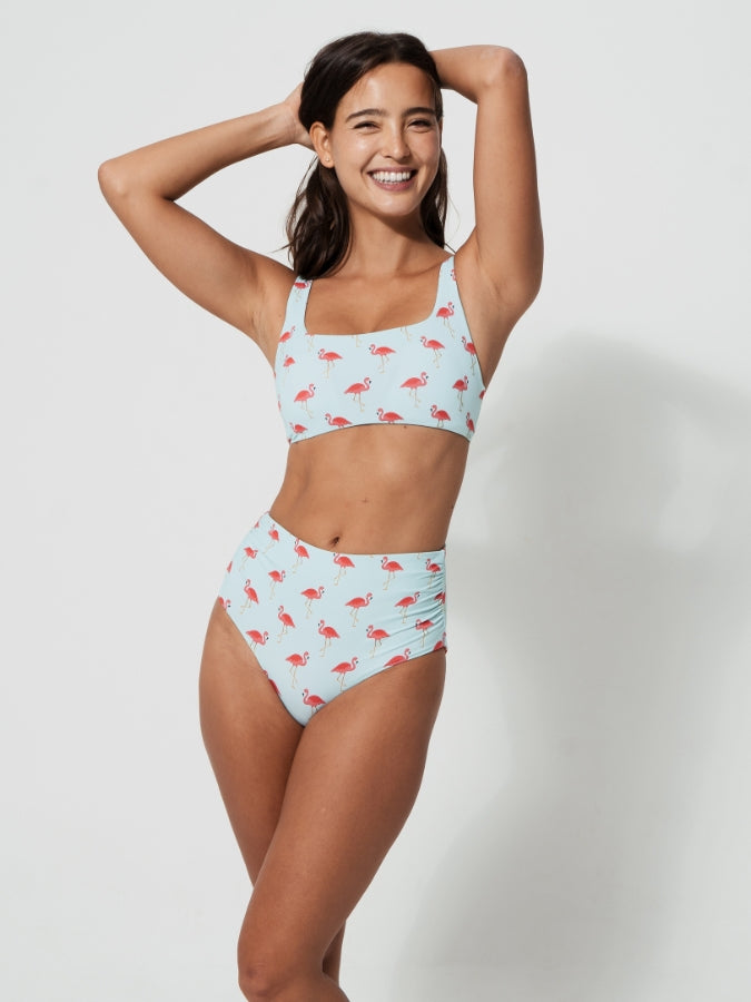 Sandbar_swimwear_high_waist_bikini_eco_recycled_tank_top_bikini_reversible_pink_flamingo_coral
