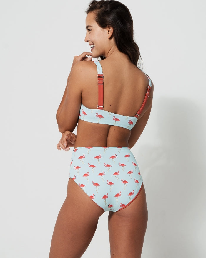 Sandbar_swimwear_high_waist_bikini_eco_recycled_tank_top_bikini_reversible_pink_flamingo_coral