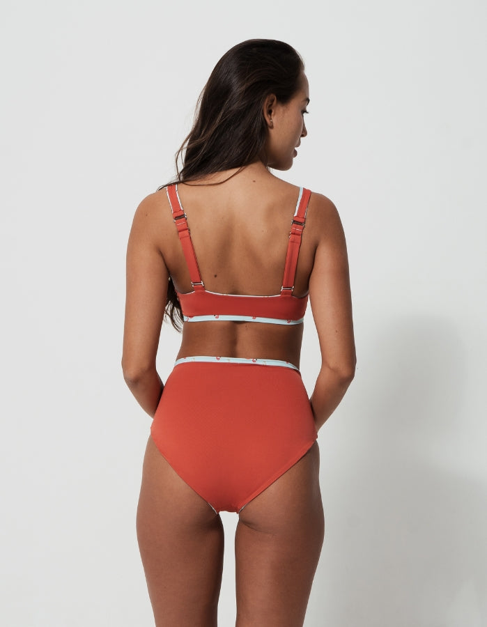 Pink Flamingo Womens Tank Bikini Top, additional view. Sustainable womens swimwear.