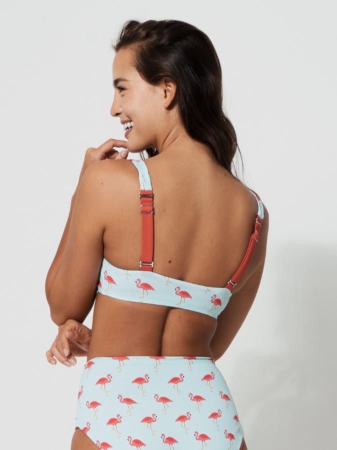Sandbar_swimwear_high_waist_bikini_eco_recycled_tank_top_bikini_reversible_pink_flamingo_coral