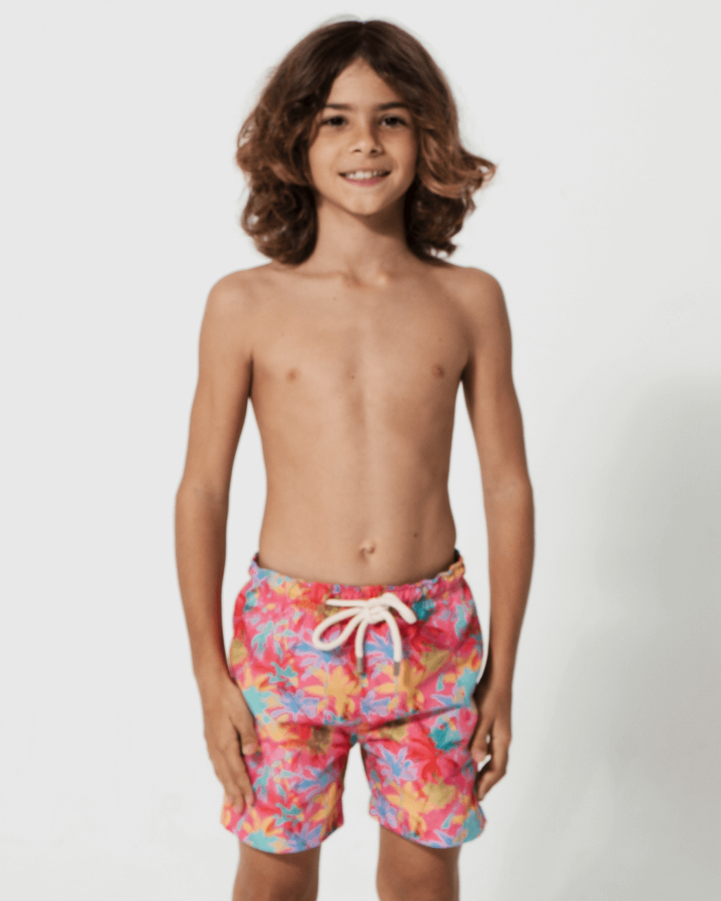 Sandbar_mother_and_son_swim_shorts_pink_palm