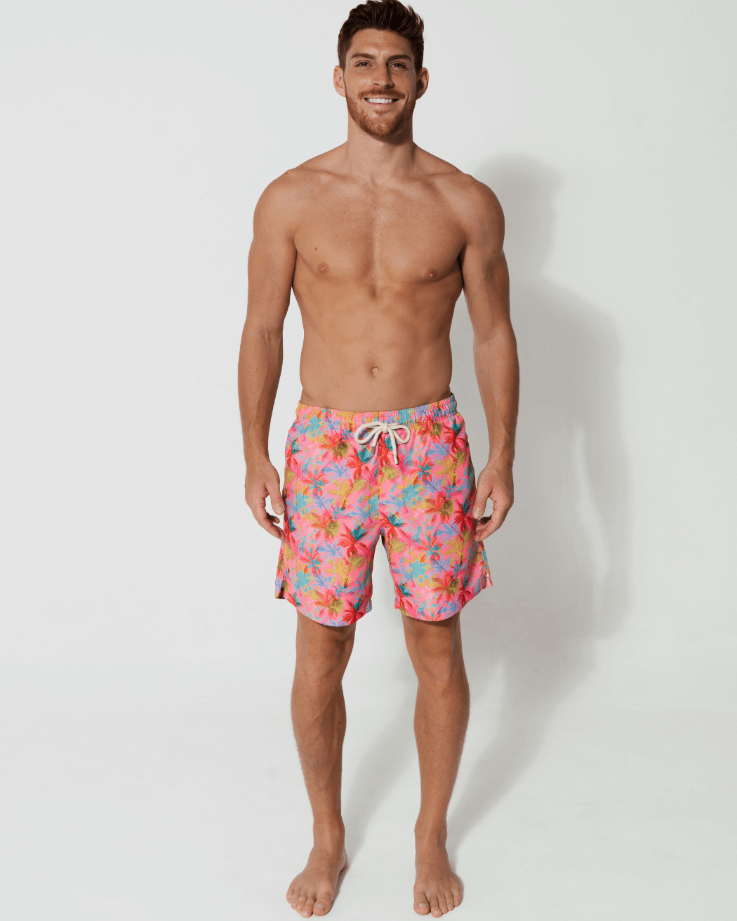 Sandbar_father_and_son_swim_shorts_pink_palm