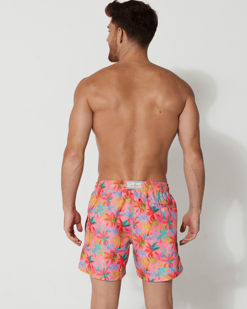 Sandbar_father_and_son_swim_shorts_pink_palm