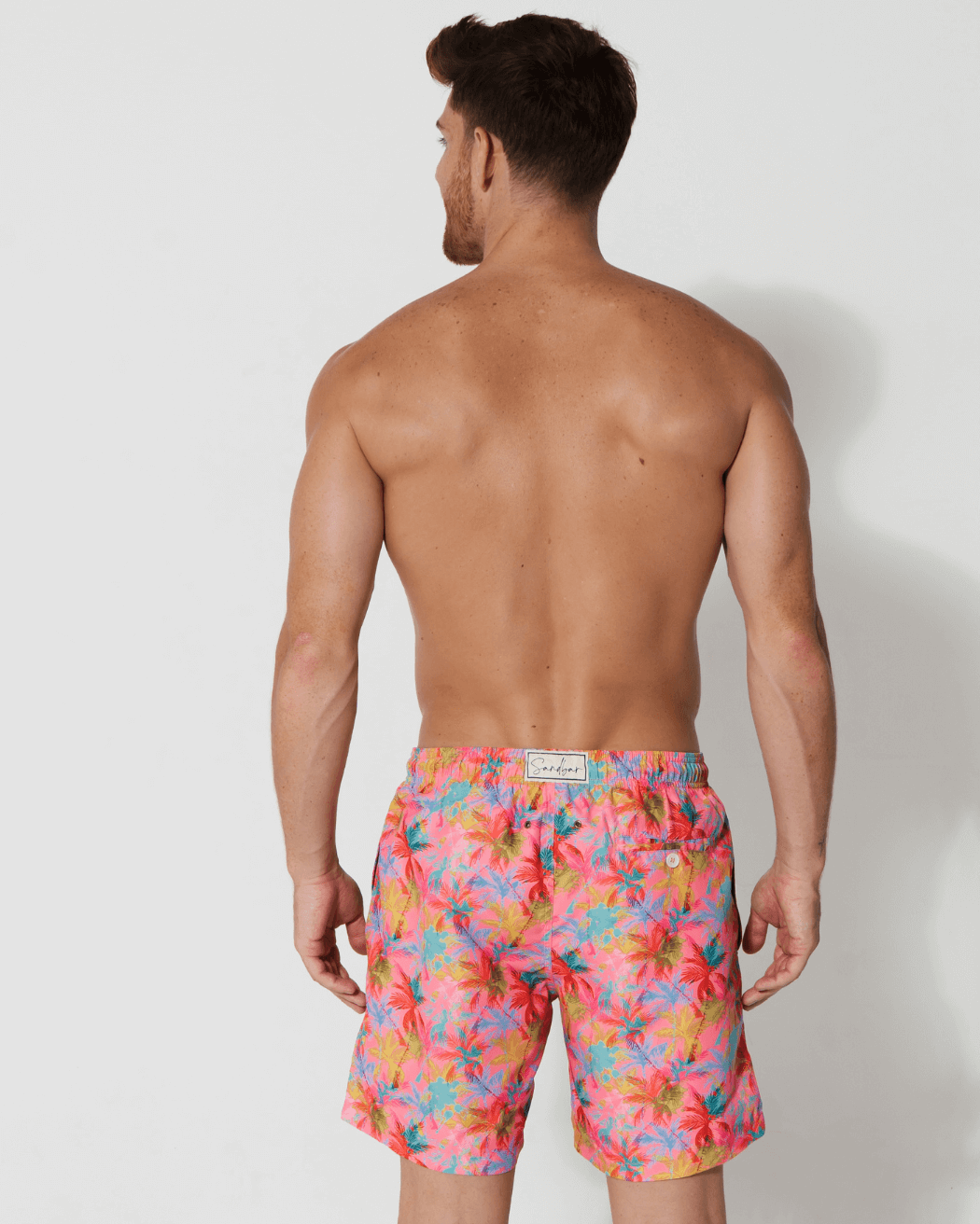 Sandbar_father_and_son_swim_shorts_pink_palm